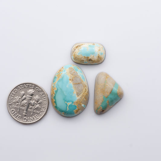 Natural Royston Turquoise is renowned for its unique shades of green and blue, making these cabochons a popular choice for jewelry makers.