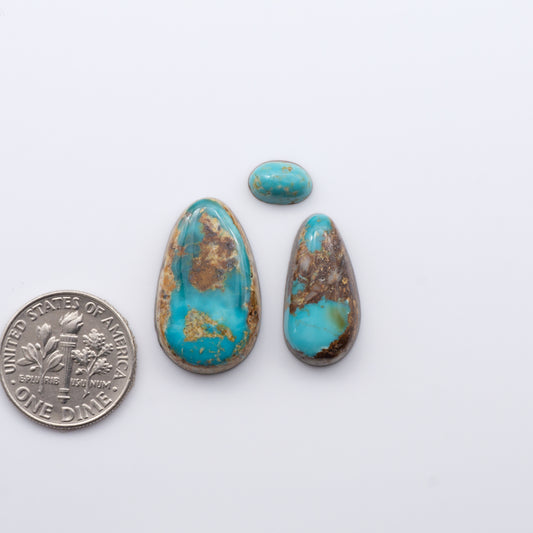 Natural Royston Turquoise is renowned for its unique shades of green and blue, making these cabochons a popular choice for jewelry makers.