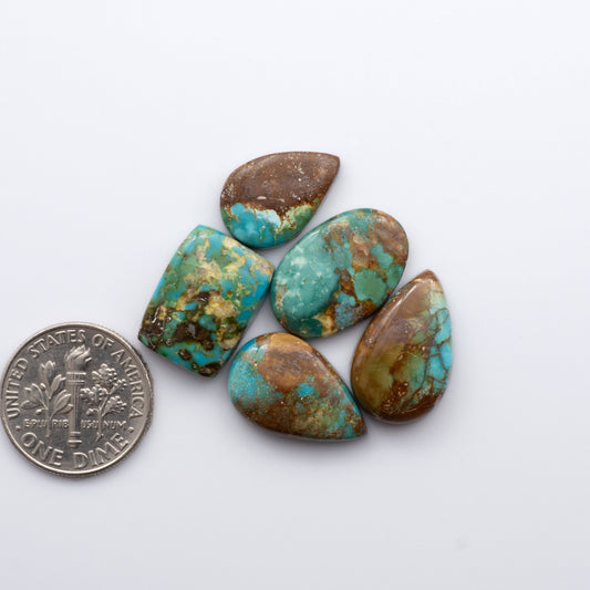 Gorgeous Sonoran South Hill Turquoise cabochons are perfect for jewelry making or collecting. Known for its stunning blue-green color and rarity, this gem will add a touch of elegance to any piece.