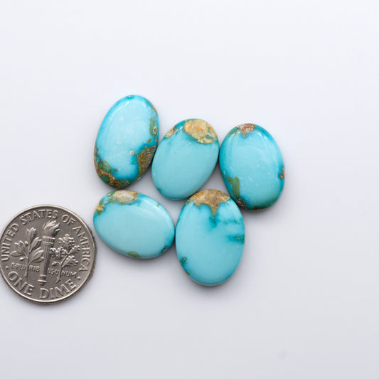 Gorgeous Sonoran South Hill Turquoise cabochons are perfect for jewelry making or collecting. Known for its stunning blue-green color and rarity, this gem will add a touch of elegance to any piece.