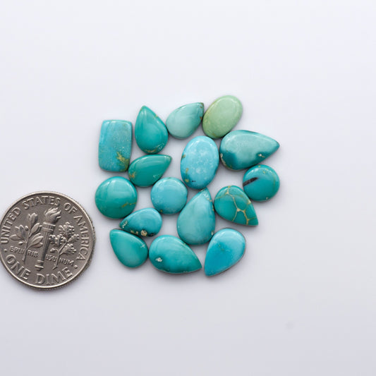 Gorgeous Sonoran South Hill Turquoise cabochons are perfect for jewelry making or collecting. Known for its stunning blue-green color and rarity, this gem will add a touch of elegance to any piece.