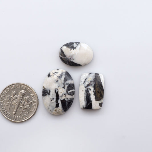 Our Natural White Buffalo Stone Cabochons are semi-precious gemstones cut into shapes ideal for jewelry-making, crafting and are backed for added strength.