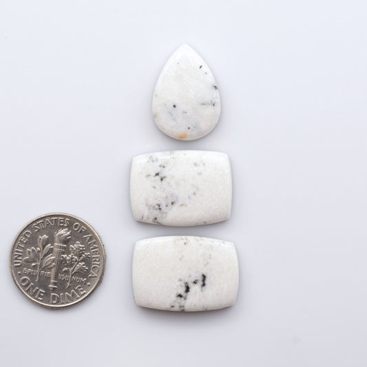 Our Natural White Buffalo Stone Cabochons are semi-precious gemstones cut into shapes ideal for jewelry-making, crafting and are backed for added strength.