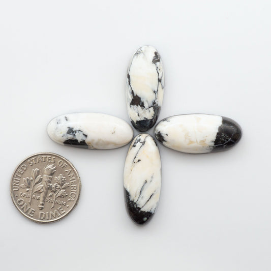 Our Natural White Buffalo Stone Cabochons are semi-precious gemstones cut into shapes ideal for jewelry-making