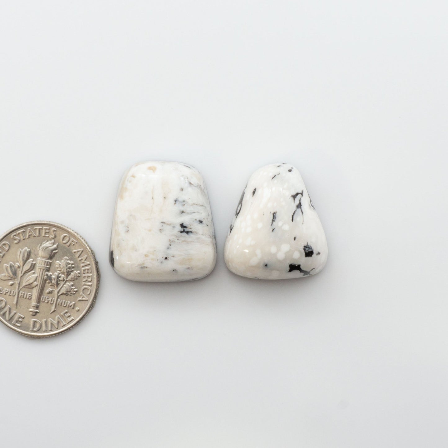 Our Natural White Buffalo Stone Cabochons are semi-precious gemstones cut into shapes ideal for jewelry-making, crafting and are backed for added strength. 