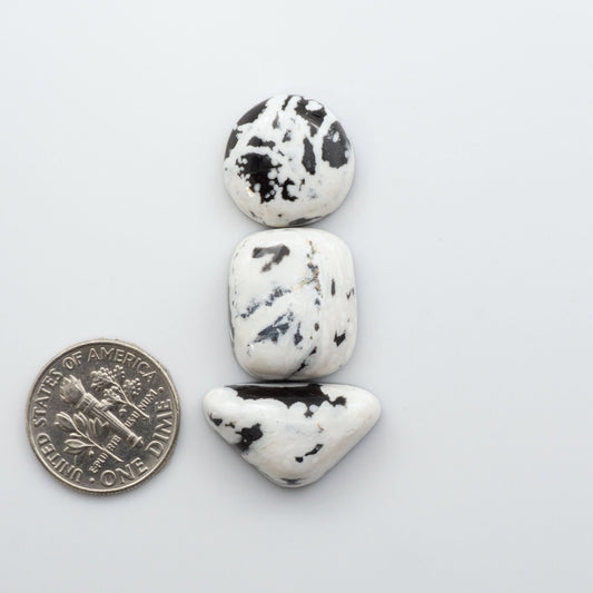 Our Natural White Buffalo Stone Cabochons are semi-precious gemstones cut into shapes ideal for jewelry-making