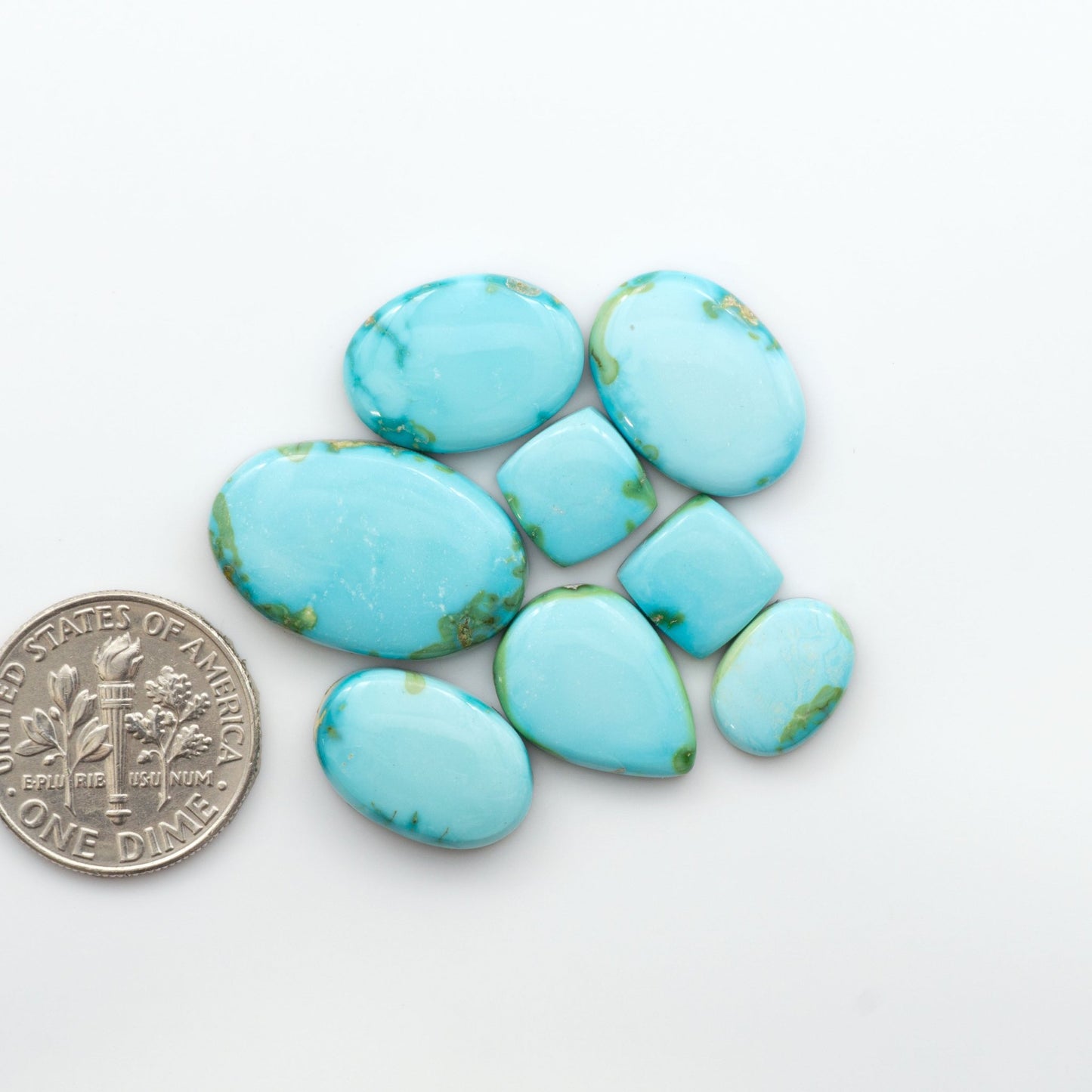 Gorgeous Sonoran South Hill Turquoise cabochons are perfect for jewelry making or collecting. Known for its stunning blue-green color and rarity, this gem will add a touch of elegance to any piece. 