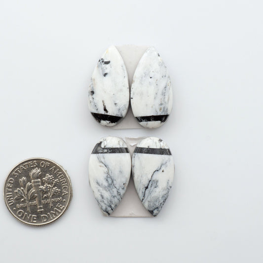 White Buffalo Stone Cabochons are semi-precious gemstones backed for added strength and cut into shapes ideal for jewelry-making and crafting. 