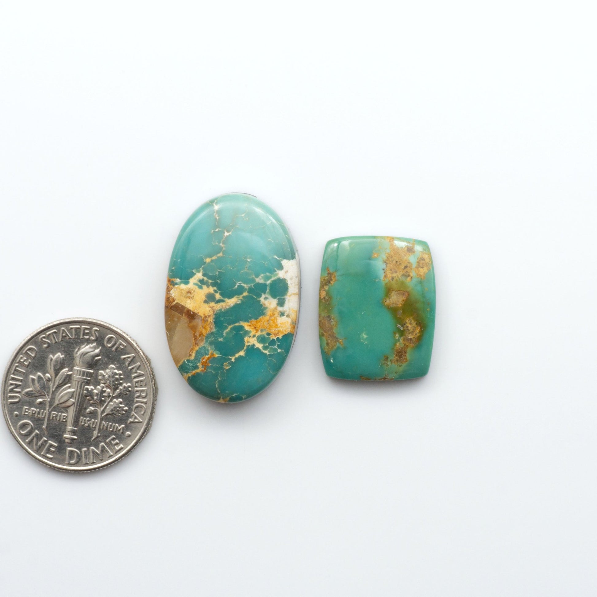 Experience the beauty of Turquoise Mountain Cabochons. With their distinctive blue and green color, these gemstones are perfect for any jewelry piece.