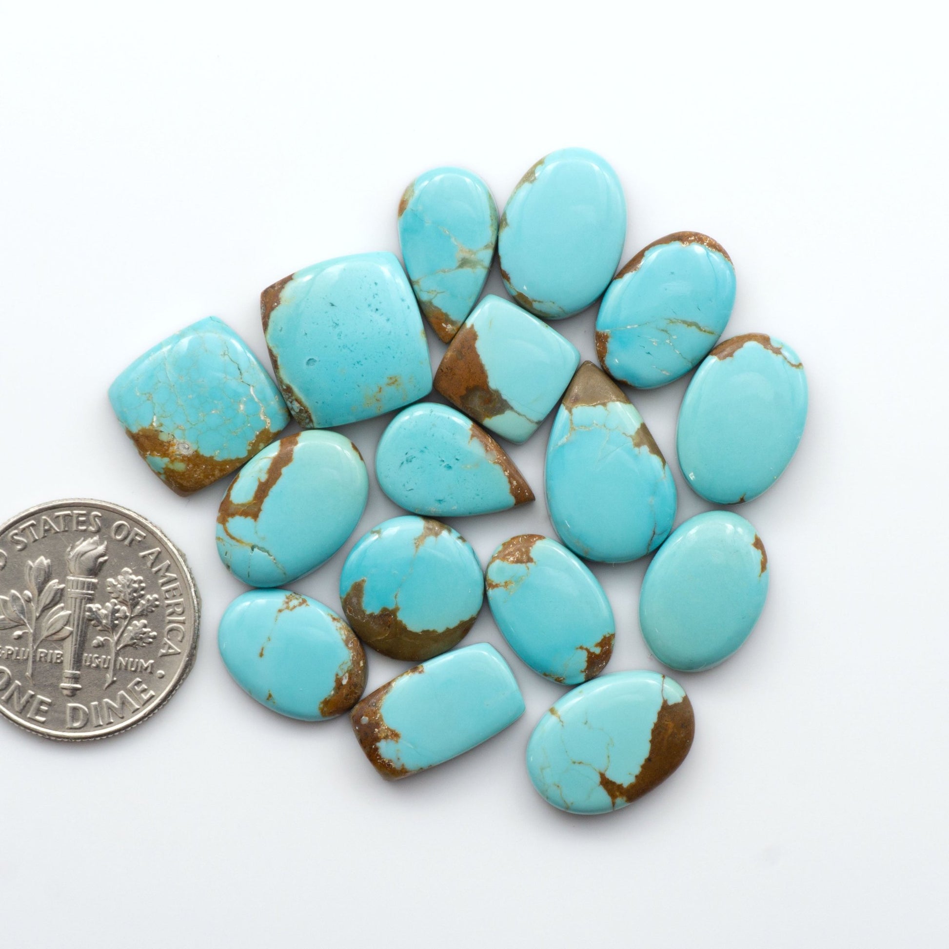 Our Number 8 Turquoise Cabochons have been selected for their quality and unique appearance. Add these one-of-a-kind gemstones to your jewelry collection.