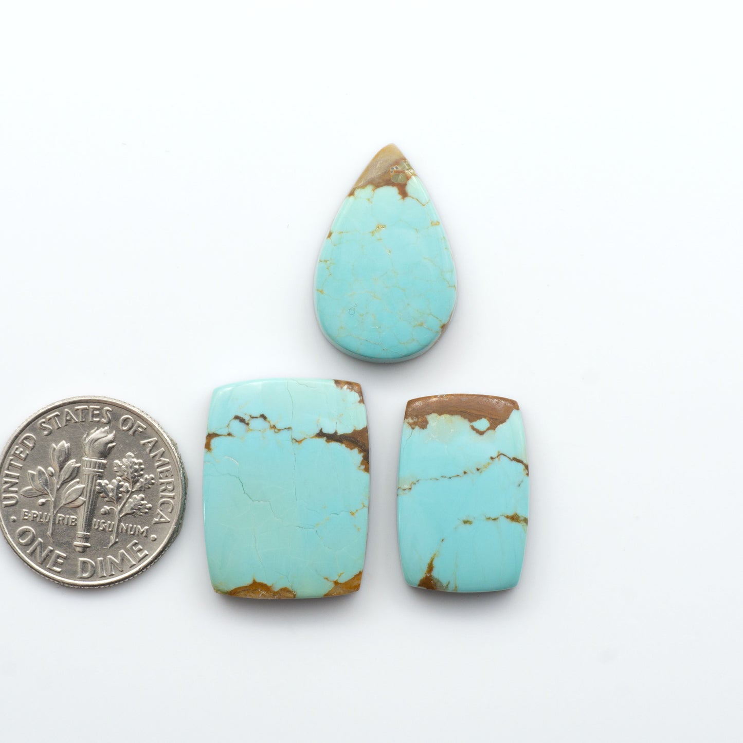 Our Number 8 Turquoise Cabochons have been selected for their quality and unique appearance. Add these one-of-a-kind gemstones to your jewelry collection.