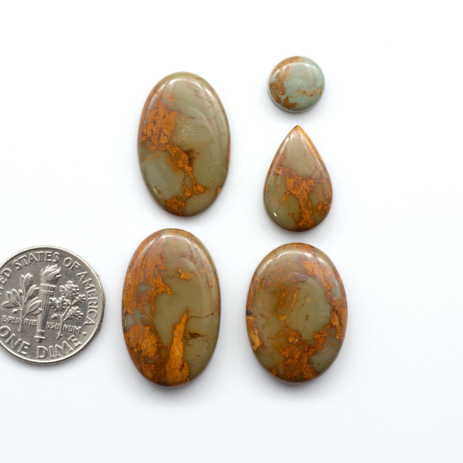 Experience the beauty of Turquoise Mountain Cabochons. With their distinctive blue and green color, these gemstones are perfect for any jewelry piece.