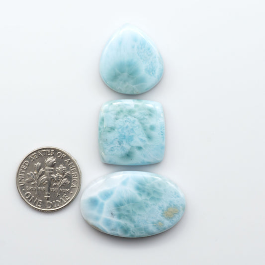 Discover the beauty of Larimar Cabochons. Cut to emphasize the stone's natural patterns and colors. Add a touch of natural beauty to your jewelry designs.