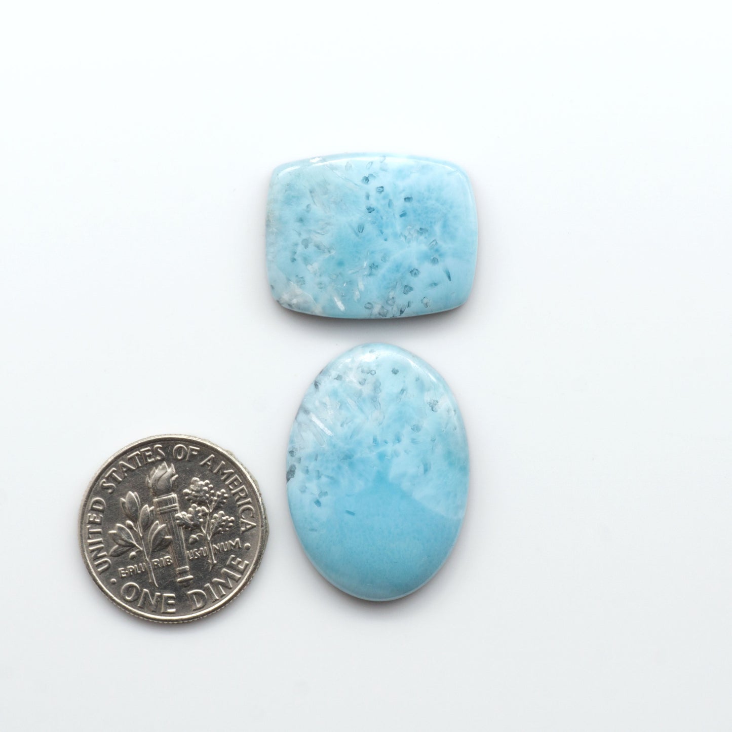 Discover the beauty of Larimar Cabochons. Cut to emphasize the stone's natural patterns and colors. Add a touch of natural beauty to your jewelry designs.