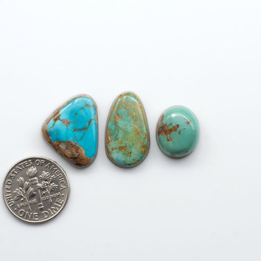 Royston Turquoise cabochons are famous for their distinctive matrix and unique green and blue hues, making them a favored option among jewelry designers.