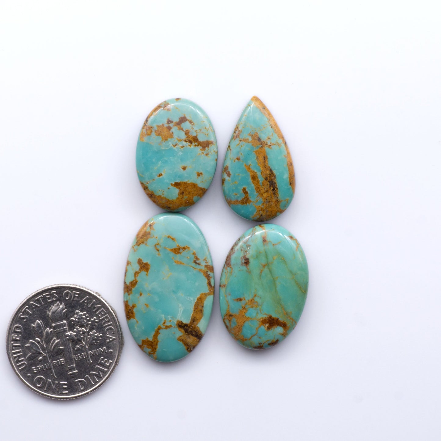 Experience the beauty of Turquoise Mountain Cabochons. With their distinctive blue and green color, these gemstones are perfect for any jewelry piece.