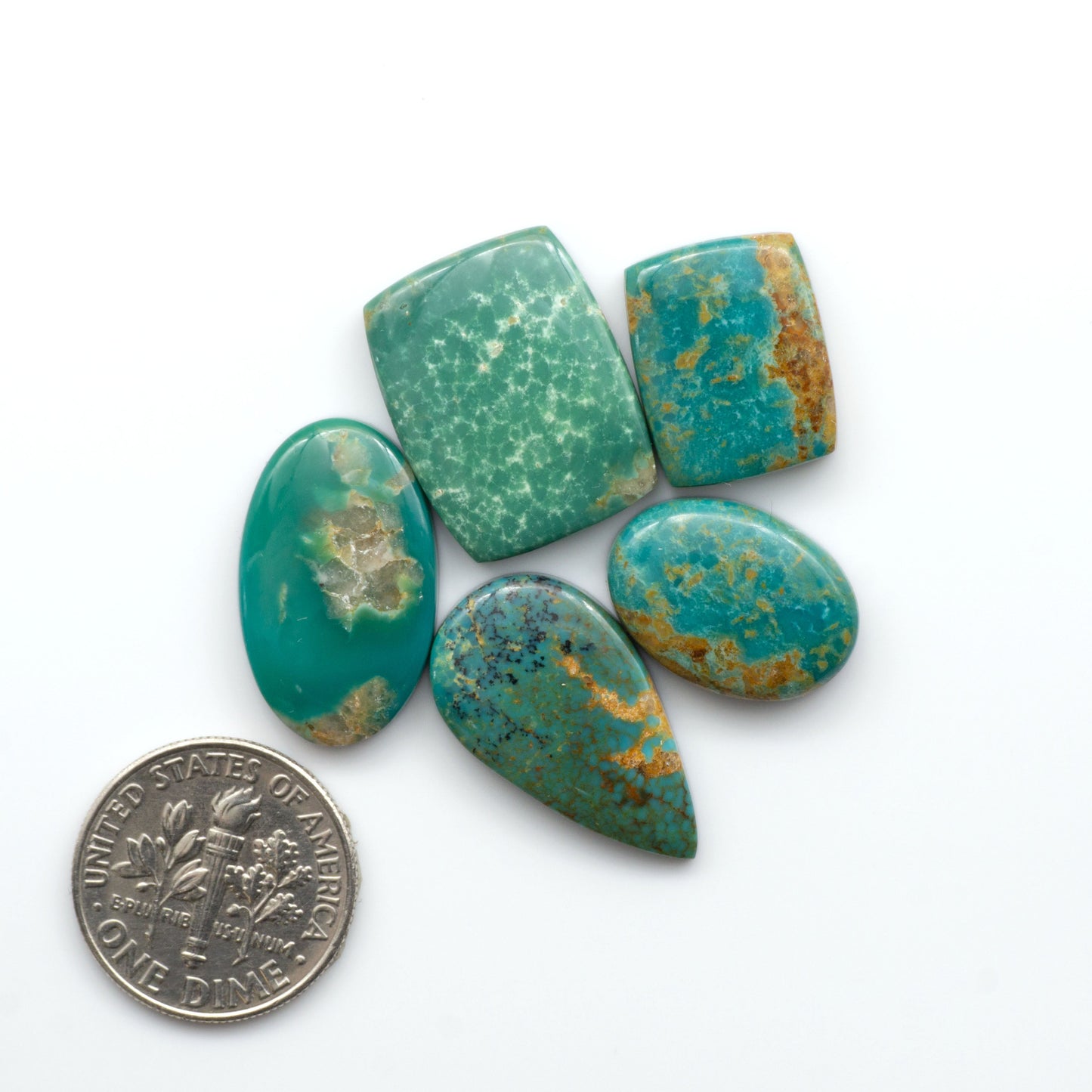 Experience the beauty of Turquoise Mountain Cabochons. With their distinctive blue and green color, these gemstones are perfect for any jewelry piece.