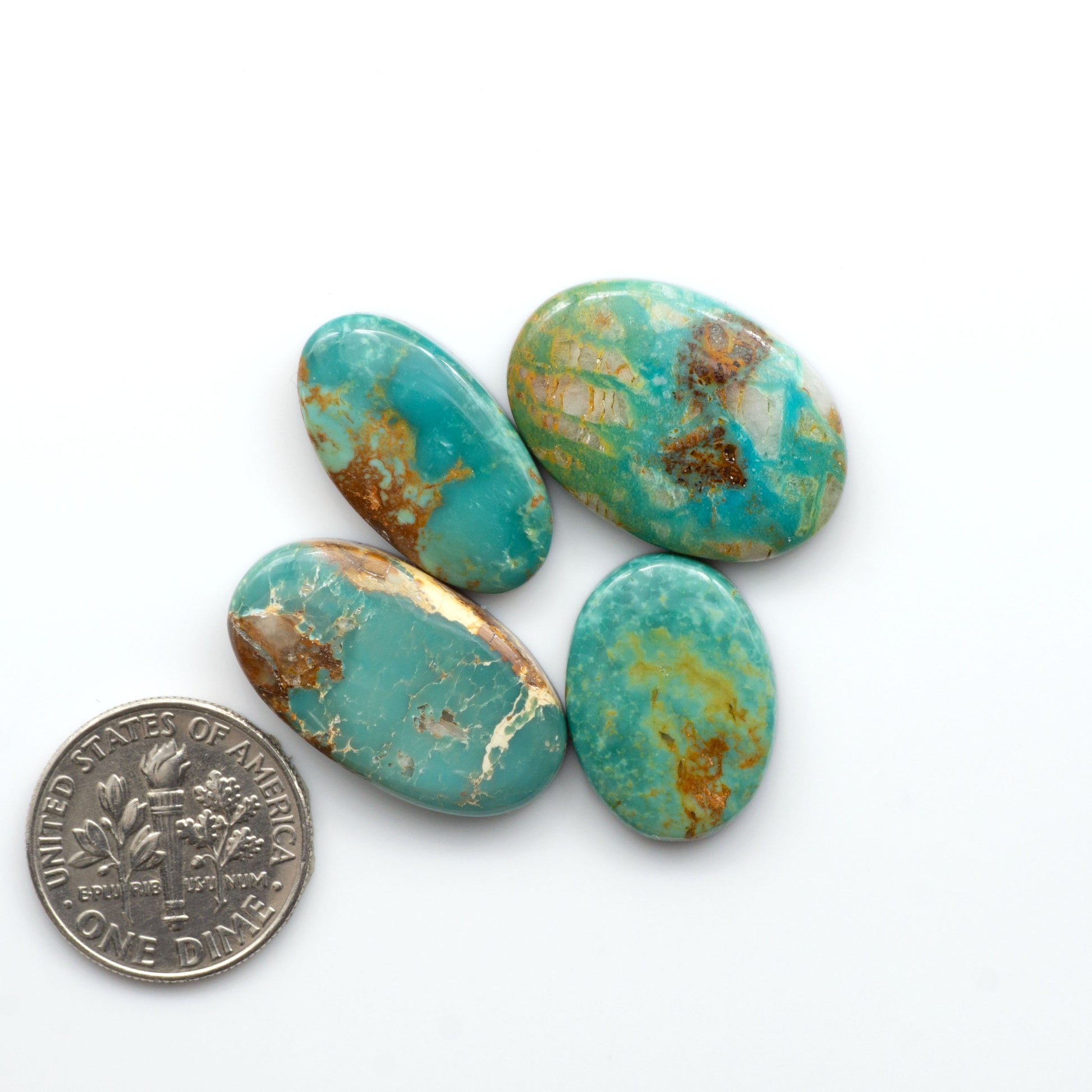 Experience the beauty of Turquoise Mountain Cabochons. With their distinctive blue and green color, these gemstones are perfect for any jewelry piece.