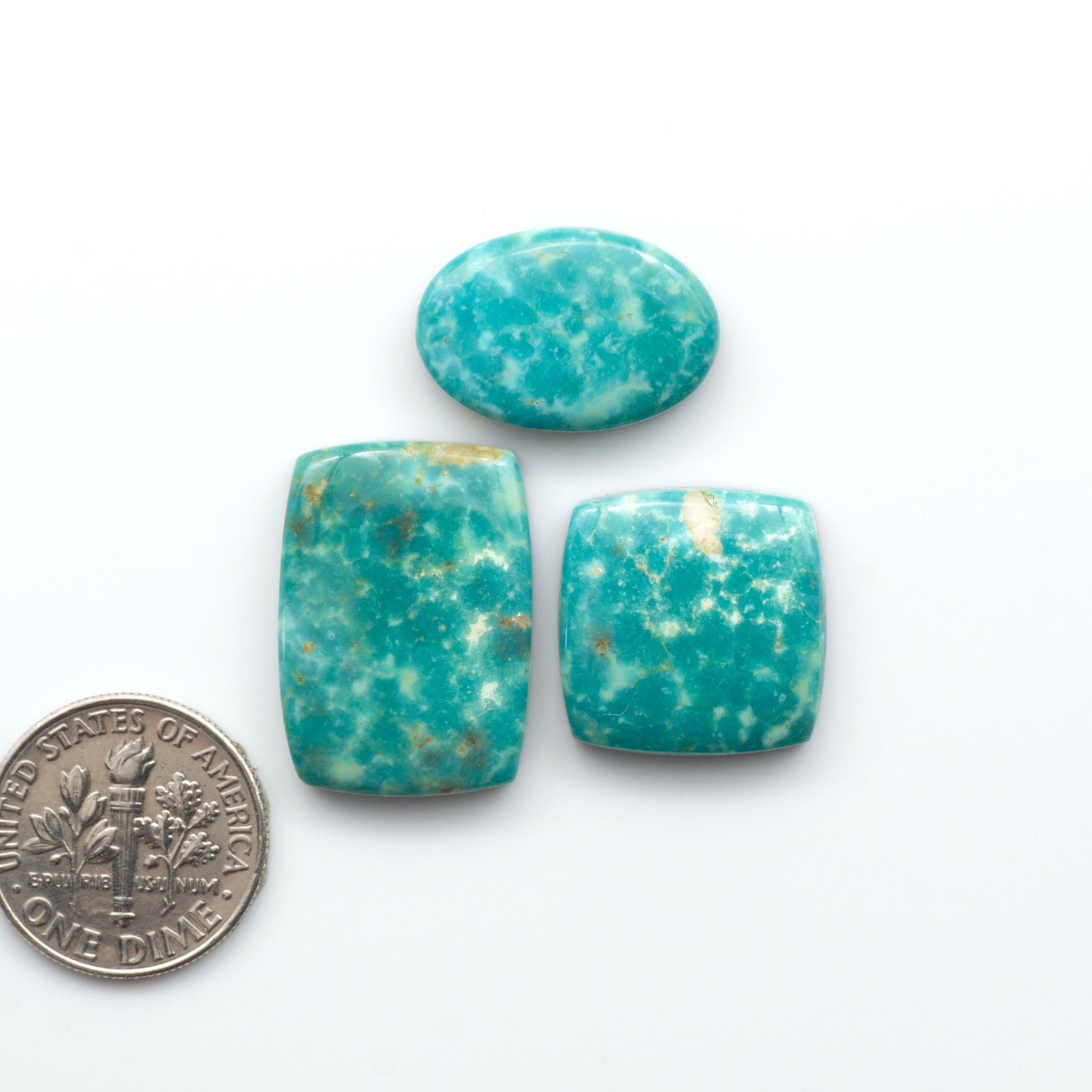 Experience the beauty of Turquoise Mountain Cabochons. With their distinctive blue and green color, these gemstones are perfect for any jewelry piece.