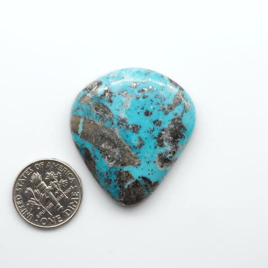 Nacozari turquoise cabochons are striking gemstones known for their vibrant blue to greenish-blue colors and pyrite, these stones are prized in jewelry making.